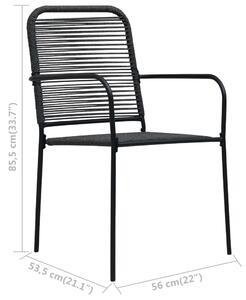 VidaXL 4 db fekete pamut kötél és acél kerti szék