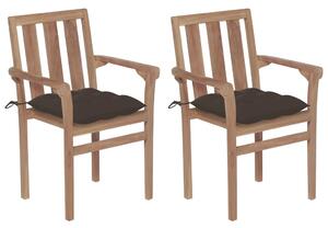 VidaXL 2 db tömör tíkfa kerti szék tópszínű párnákkal