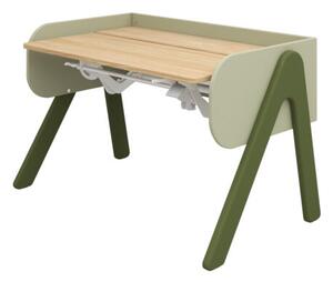 WOODY Állítható magasságú asztal, dönthető asztallappal, tölgy lappal kivi színű kerettel