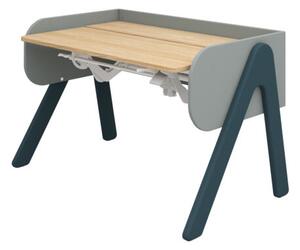 WOODY Állítható magasságú asztal, dönthető asztallappal, tölgyfa lappal,áfonya kerettel