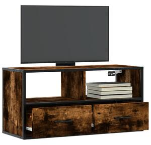 Füstös tölgy színű szerelt fa és fém TV-szekrény 80x31x39,5 cm