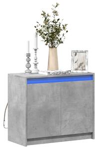 Betonszürke szerelt fa tálalószekrény LED-del 72 x 34 x 61 cm