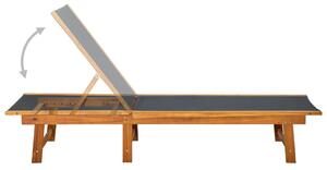 VidaXL tömör akácfa és textilén napozóágy asztallal