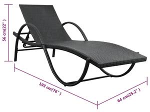 VidaXL fekete polyrattan napozóágy párnával