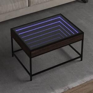 Barna tölgy végtelen hatású LED-es dohányzóasztal 70x50x41 cm