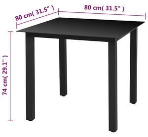VidaXL fekete alumínium és üveg kerti asztal 80 x 80 x 74 cm
