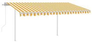 VidaXL sárga és fehér automata napellenző póznákkal 4 x 3,5 m