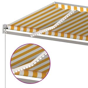 VidaXL sárga-fehér szélérzékelős és LED-es napellenző 4,5 x 3,5 m