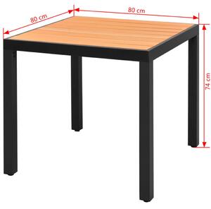 VidaXL barna alumínium és WPC kerti asztal 80 x 80 x 74 cm