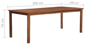 VidaXL tömör akácfa kerti asztal 200 x 100 x 74 cm