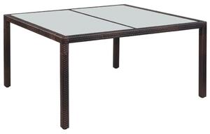 VidaXL barna polyrattan és üveg kerti asztal 150 x 90 x 75 cm