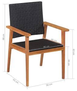 VidaXL 2 db fekete és barna polyrattan kültéri szék