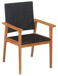 VidaXL 2 db fekete és barna polyrattan kültéri szék