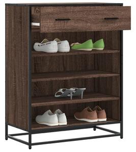Barna tölgy színű szerelt fa és fém cipőszekrény 75x38x97,5 cm