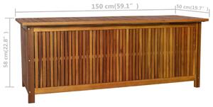 VidaXL tömör akácfa kerti tárolóláda 150 x 50 x 58 cm