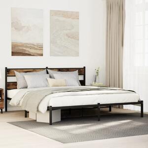 Füstös tölgy színű fém ágykeret matrac nélkül 200 x 200 cm