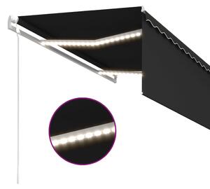 VidaXL szürke szélérzékelős, LED-es napellenző redőnnyel 3x2,5 m