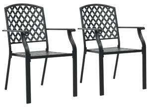 VidaXL 2 db fekete rakásolható acél kültéri szék