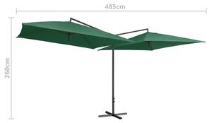 VidaXL zöld dupla napernyő acélrúddal 250 x 250 cm