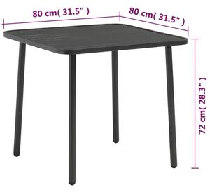VidaXL sötétszürke acél kerti asztal 80 x 80 x 72 cm