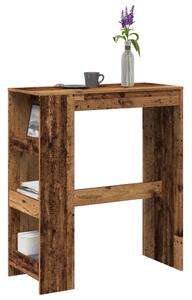 Antik fa színű szerelt fa bárasztal tárolókkal 90x40x103,5 cm