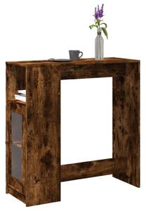Füstös tölgy szerelt fa bárasztal tárolókkal 101x40x103,5 cm