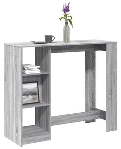 Szürke sonoma szerelt fa bárasztal polccal 124 x 46 x 103,5 cm
