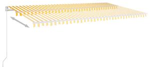 VidaXL sárga-fehér automata napellenző póznákkal 6 x 3,5 m