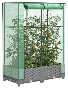 Rattan megjelenésű magaságyás melegháztakaróval 80x40x123 cm
