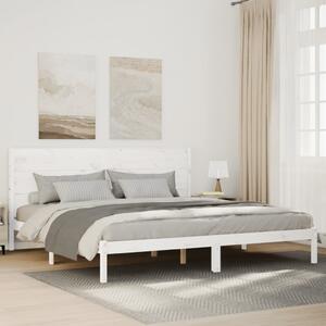 Fehér tömör fa extra hosszú ágykeret matrac nélkül 140 x 210 cm