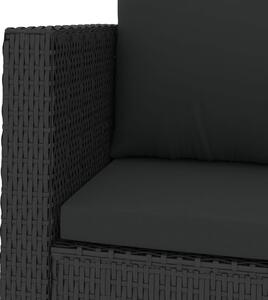 VidaXL 2-részes fekete polyrattan kerti bútorszett párnákkal