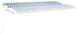 VidaXL kék és fehér kézzel kihúzható napellenző póznákkal 6 x 3 m