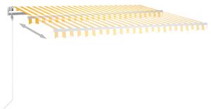 VidaXL sárga és fehér kézzel kihúzható LED-es napellenző 4 x 3,5 m