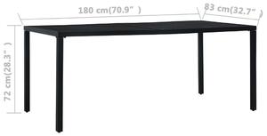 VidaXL fekete acél kerti asztal 180 x 83 x 72 cm