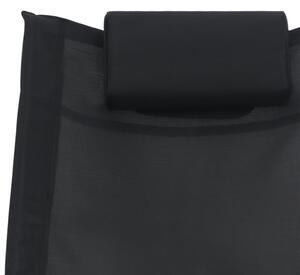VidaXL fekete textilén napozóágy párnával