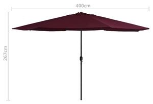 VidaXL bordó kültéri napernyő fémrúddal 400 cm