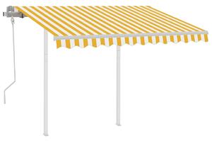 VidaXL sárga és fehér kézzel kihúzható napellenző póznákkal 3 x 2,5 m