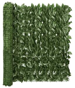 VidaXL sötétzöld leveles erkélyparaván 500 x 100 cm