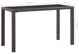VidaXL barna polyrattan kerti asztal 123 x 60 x 74 cm