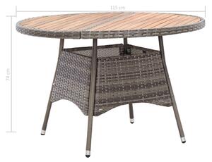 VidaXL szürke polyrattan és akácfa kerti asztal 115 x 74 cm