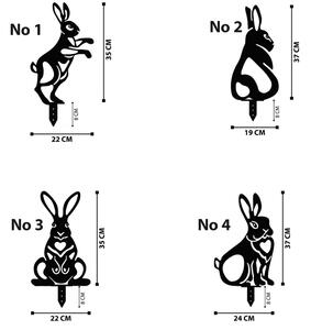 Rabbits 4 darab Kerti dekoráció Fekete