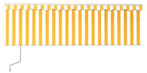 VidaXL sárga-fehér automata kihúzható napellenző redőnnyel 4,5 x 3 m