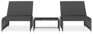 VidaXL 2 db szürke polyrattan dönthető kerti szék asztallal