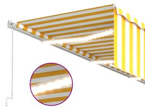 VidaXL sárga-fehér kézzel kihúzható LED-es napellenző redőnnyel 6x3m