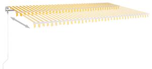 VidaXL sárga és fehér kézzel kihúzható LED-es napellenző 6x3 m