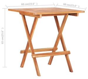 VidaXL tömör tíkfa összecsukható bisztróasztal 60 x 60 x 65 cm