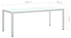 VidaXL fehér polyrattan kerti asztal 190 x 90 x 75 cm