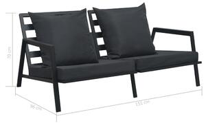 VidaXL kétszemélyes sötétszürke alumínium kerti kanapé párnákkal