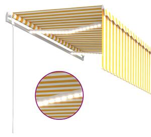 VidaXL sárga-fehér szélérzékelős, LED-es napellenző redőnnyel 3x2,5 m