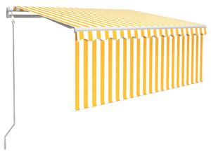 VidaXL sárga-fehér szélérzékelős, LED-es napellenző redőnnyel 3x2,5 m